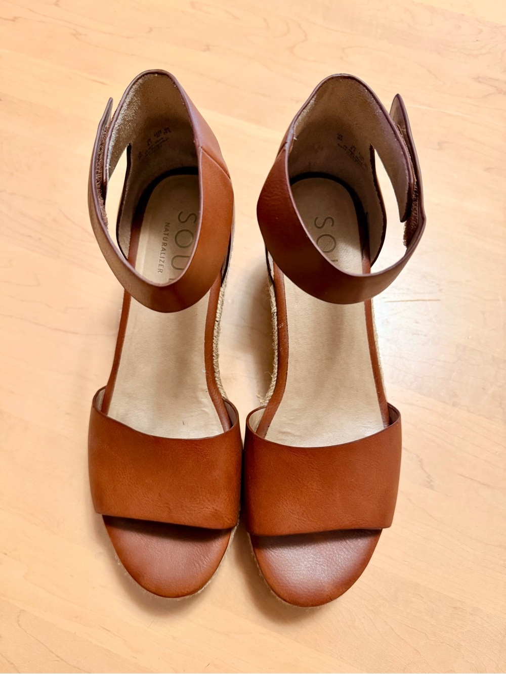 SOUL Naturalizer Brown Espadrille Wedge Sandals with Ankle Strap-NEVER WORN! - Picture 6 of 8